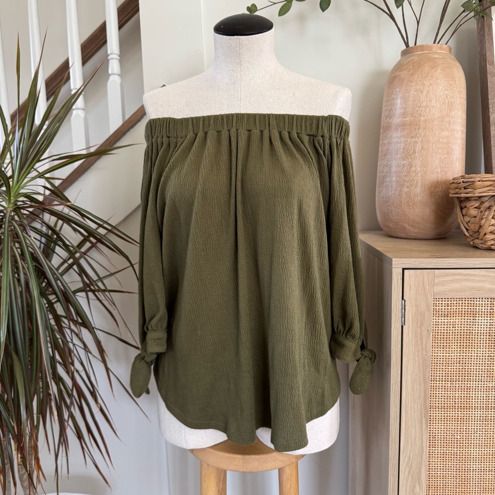 A&F Off-Shoulder Olive Green Top